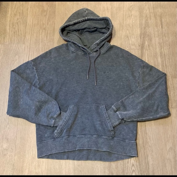 Hollister Distressed Style Dark Gray Hooded Sweatshirt, Size Small - Picture 2 of 4